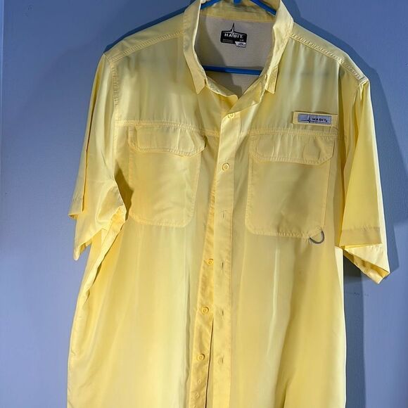 Habit Lg Yellow Fishing Shirt Polyester - Picture 1 of 7